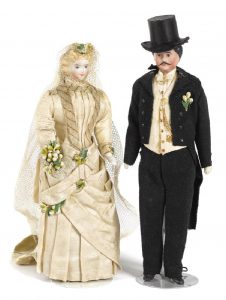 Bride and groom bisque doll house dolls