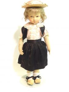 Molded Felt Head Child Doll, 1920
