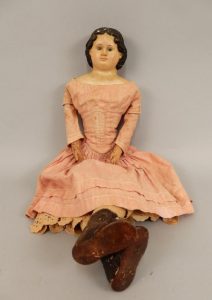 Early Greiners doll, papier mache shoulder head doll