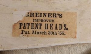 Greiners Improved Patent Heads Label / Makers Mark