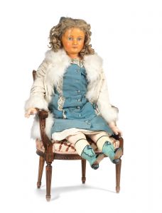 Large wax over composition shoulder head doll, German circa 1890