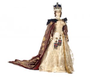 'The young Queen Victoria' poured wax shoulder head doll, possibly by Lucy Peck